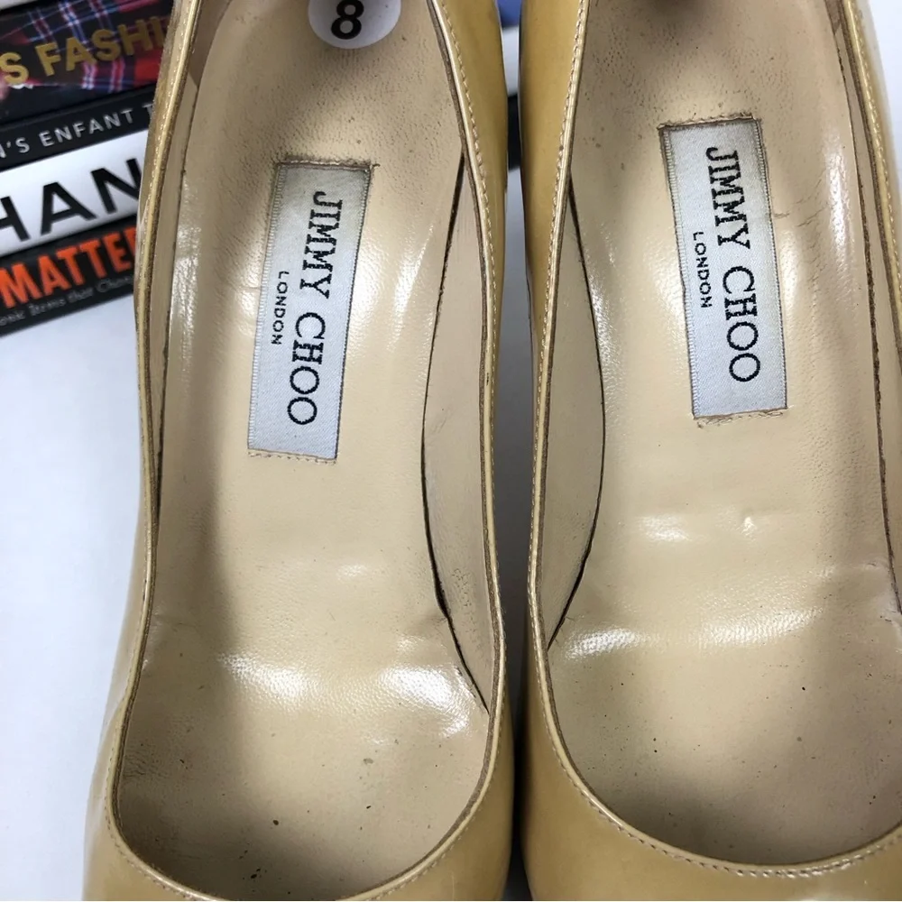 Jimmy Choo Heels Round Toe Pump Patent Leather